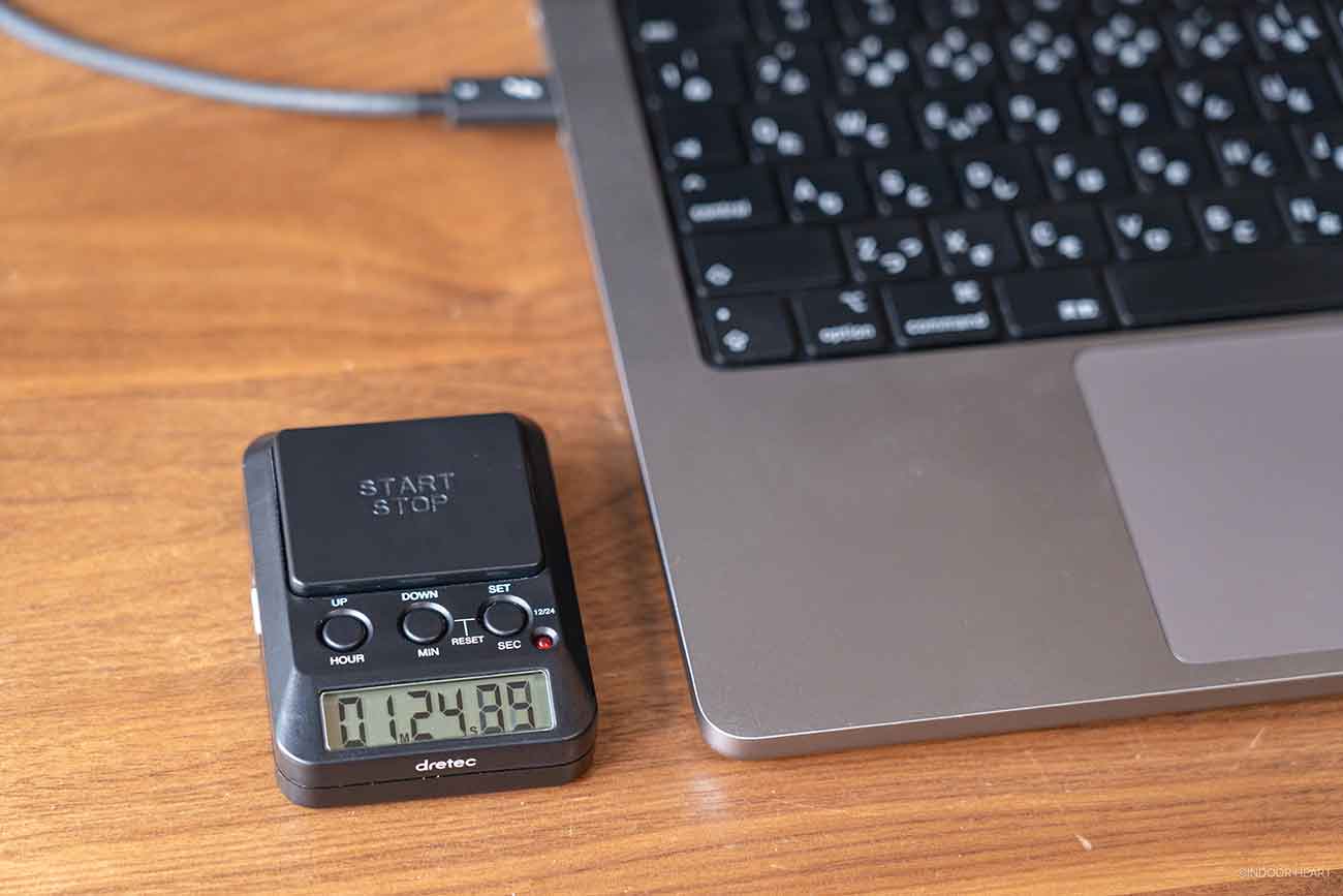 ドリテック「T-587BK」のストップウォッチ・カウントアップ機能