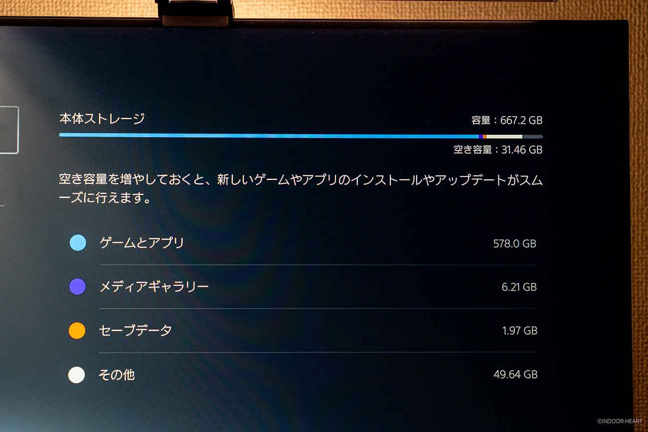 PS5の空き容量